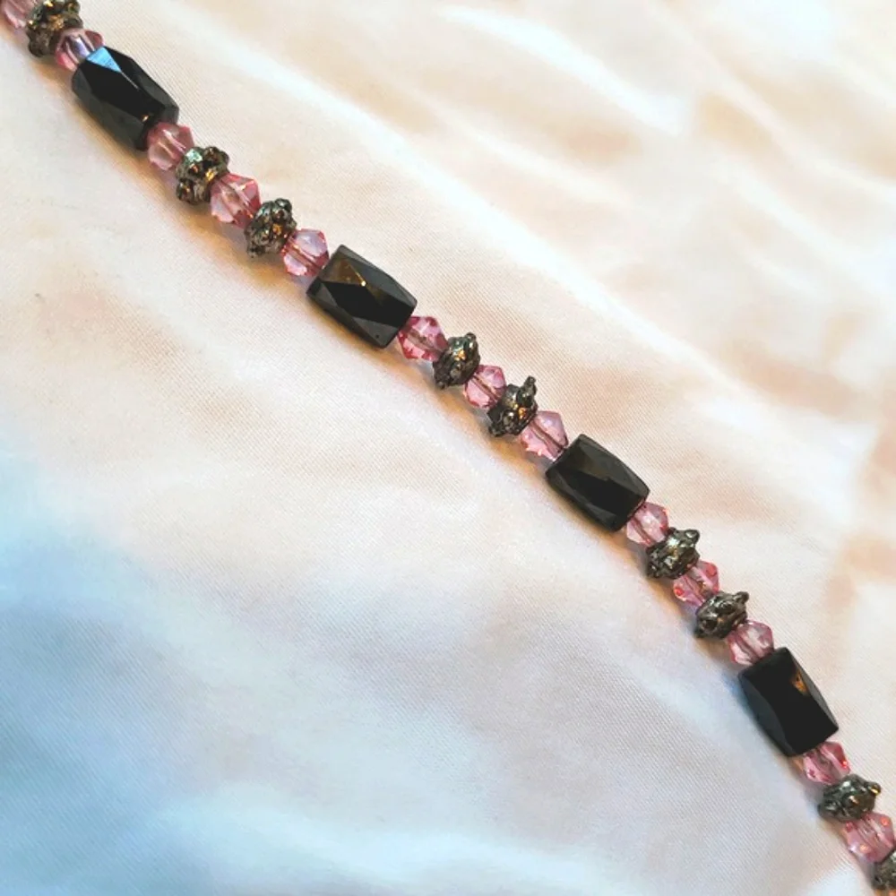 Magnetic Bracelet Pink and Gray  All the gray beads are magnets